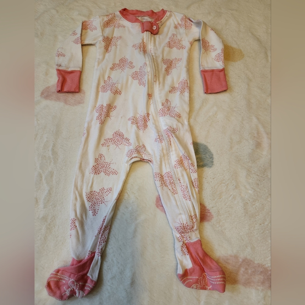 Burt's Bee PJs - Size 6-9- Pink n White bee pattern